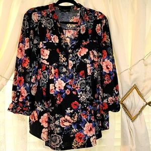 Bright floral navy tunic